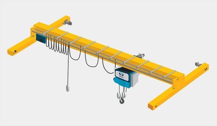 Single Girder Crane in an industrial setting, showcasing its streamlined design and efficiency in material handling